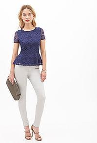 Forever21 V-back Lace Peplum Top