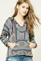 Forever21 Women's  Hooded Stripe Geo Sweater