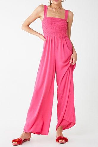 Forever21 Smocked Wide Leg Jumpsuit