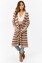 Forever21 Striped Sweater Knit Longline Cardigan