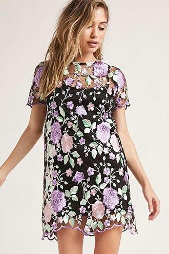 Forever21 Embroidered Overlay Dress