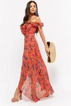 Forever21 Floral Open-shoulder Prom Dress
