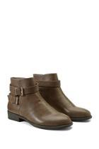 Forever21 Women's  Taupe Faux Leather Ankle Booties
