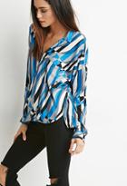 Forever21 Contemporary Abstract Print Surplice Top