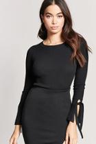 Forever21 Ribbed Tie-sleeve Top