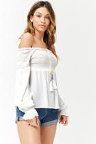 Forever21 Smocked Stitched Off-the-shoulder Top