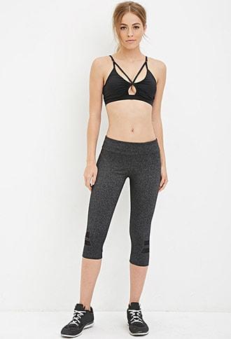 Forever21 Active Mesh-trim Capri Leggings