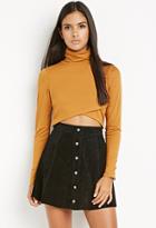 Love21 Women's  Wrap Turtleneck Crop Top