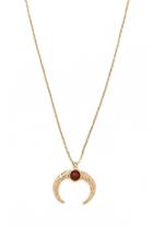 Forever21 Gold & Brick Curved Pendant Necklace