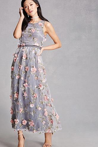 Forever21 Floral Applique Layered Dress