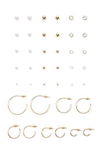 Forever21 Faux Pearl And Rhinestone Earring Set