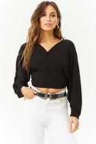 Forever21 Ribbed Split-neck Raw-cut Top