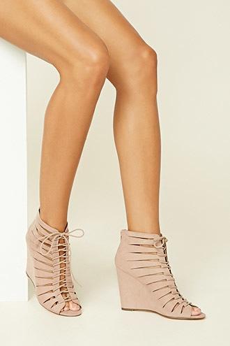 Forever21 Women's  Strappy Lace-up Wedges