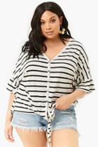 Forever21 Plus Size Striped Button-front Top