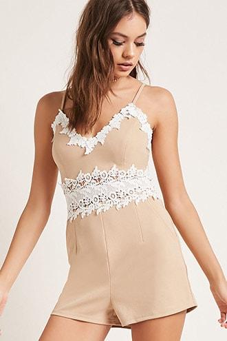 Forever21 Crochet Trim Romper