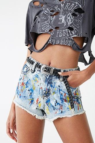 Forever21 Paint Splatter Denim Shorts