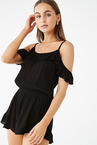 Forever21 Crinkled Open-shoulder Romper