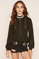 Forever21 Women's  Olive Mock Neck Sweater Top