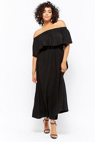 Forever21 Plus Size Off-the-shoulder Flounce Maxi Dress