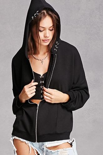 Forever21 Pierced Zip-up Hoodie