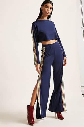 Forever21 Striped Split Leg Pants
