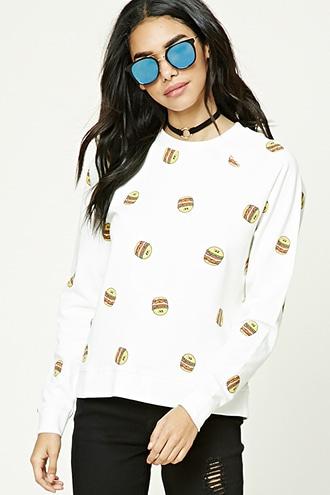 Forever21 Burger Print Sweatshirt