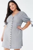 Forever21 Plus Size Pinstriped Button-front Shift Dress