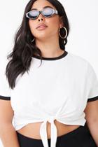 Forever21 Plus Size Tie-front Ringer Tee