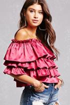 Forever21 Satin Ruffle Crop Top
