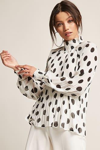 Forever21 Smocked Polka Dot Top