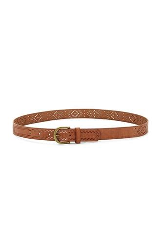Forever21 Tan Geo Cutout Faux Leather Belt