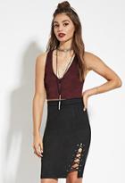 Forever21 Women's  Rise Of Dawn Faux Suede Crisscross Skirt