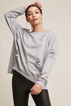 Forever21 Distressed French Terry Sweater