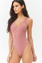 Forever21 Ribbed High-leg One-piece Swimsuit