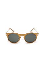 21 Men Amber & Brown Mirrored Round Sunglasses