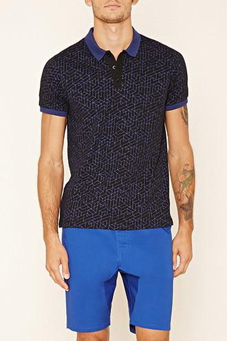 21 Men Men's  Geo Print Polo
