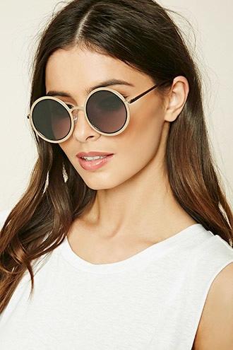 Forever21 Gold & Grey Metal Round Sunglasses