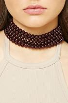 Forever21 Burgundy Faux Pearl Layered Choker