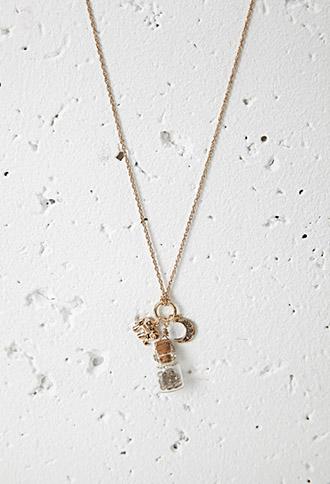 Forever21 Elephant And Crescent Charm Necklace