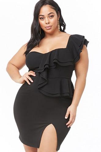 Forever21 Plus Size One-shoulder Ruffle Dress