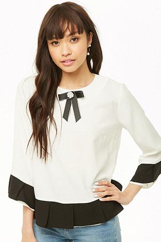 Forever21 Pleated-trim Ribbon Top