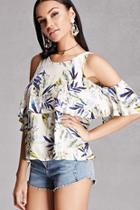 Forever21 Lush Tropical Open-shoulder Top