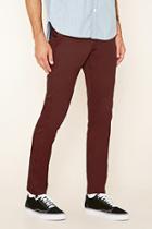 21 Men Men's  Rust Slim Fit Cotton-blend Pants