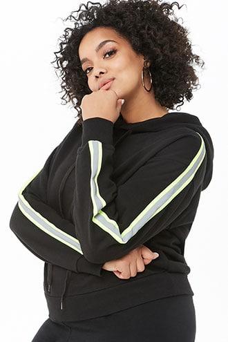 Forever21 Plus Size Striped Trim Hoodie