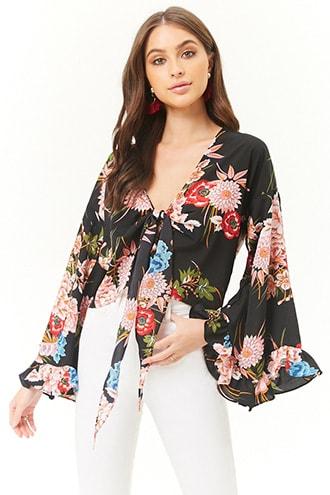 Forever21 I.madeline Floral Bell-sleeve Top