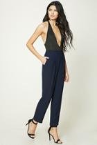 Forever21 Women's  Navy Pleated High-waisted Pants