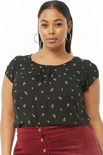 Forever21 Plus Size Leaf Print Top