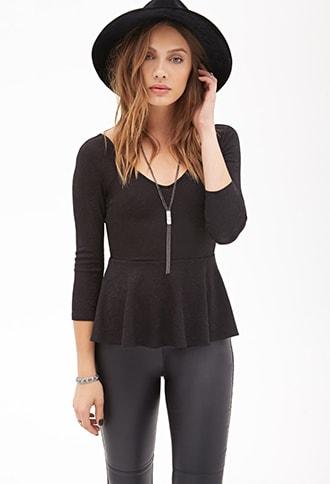 Forever21 Ornate Matelass&eacute; Peplum Top
