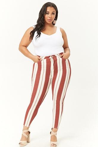 Forever21 Plus Size Striped High-rise Jeans