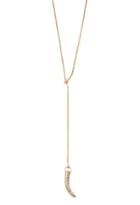 Forever21 Rhinestoned Tooth-shape Pendant Necklace (gold/clear)